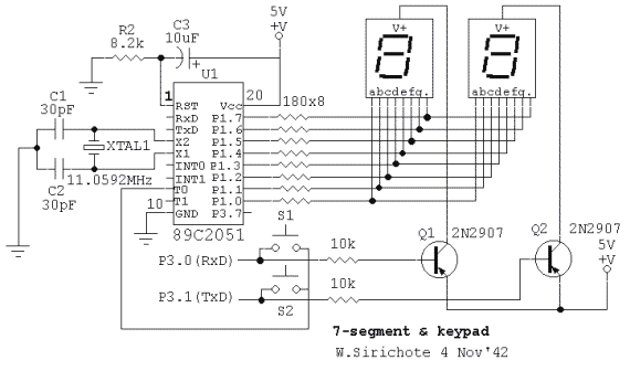 7 Segment & Keypad Diagram
