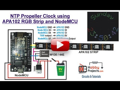 NTP Propeller Clock using APA102 RGB LED STRIP and NodeMCU Diagram