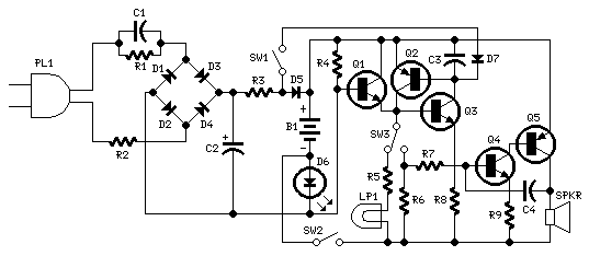 Emergency Light & Alarm Circuit Diagram