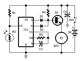 Refrigerator / Fridge Door Alarm Circuit Diagram