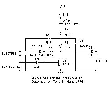 Simple Microphone Preamplifier Circuit Diagram