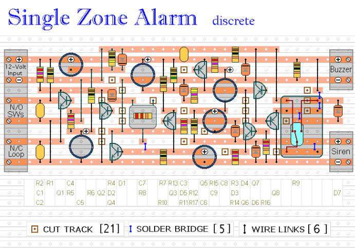 Single Zone Alarm Circuit Layout Diagram