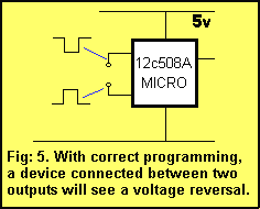 With correct programming a divice connected between two outputs will see a voltage reversal