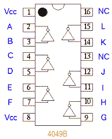 CMOS IC 4049 Pin Diagram