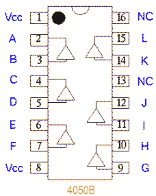 CMOS IC 4050 Pin Diagram