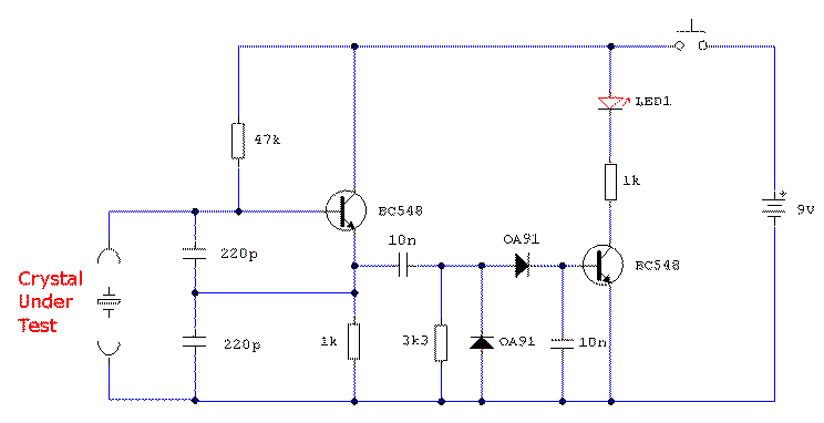 Test Circuit Diagram to Check Operation of Quartz Crystals 2